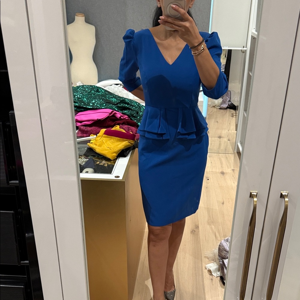 Elegant Blue Peplum Dress